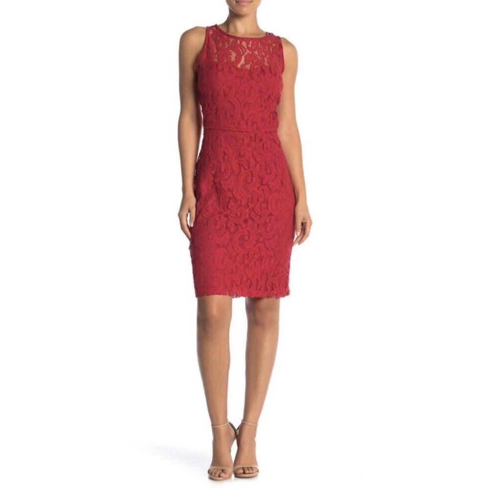 INC International Concepts Women Sleeveless Lace Sheath Dress Size 14